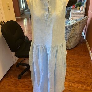 Frank & Eileen Light Blue Striped sleeveless collared dress size medium